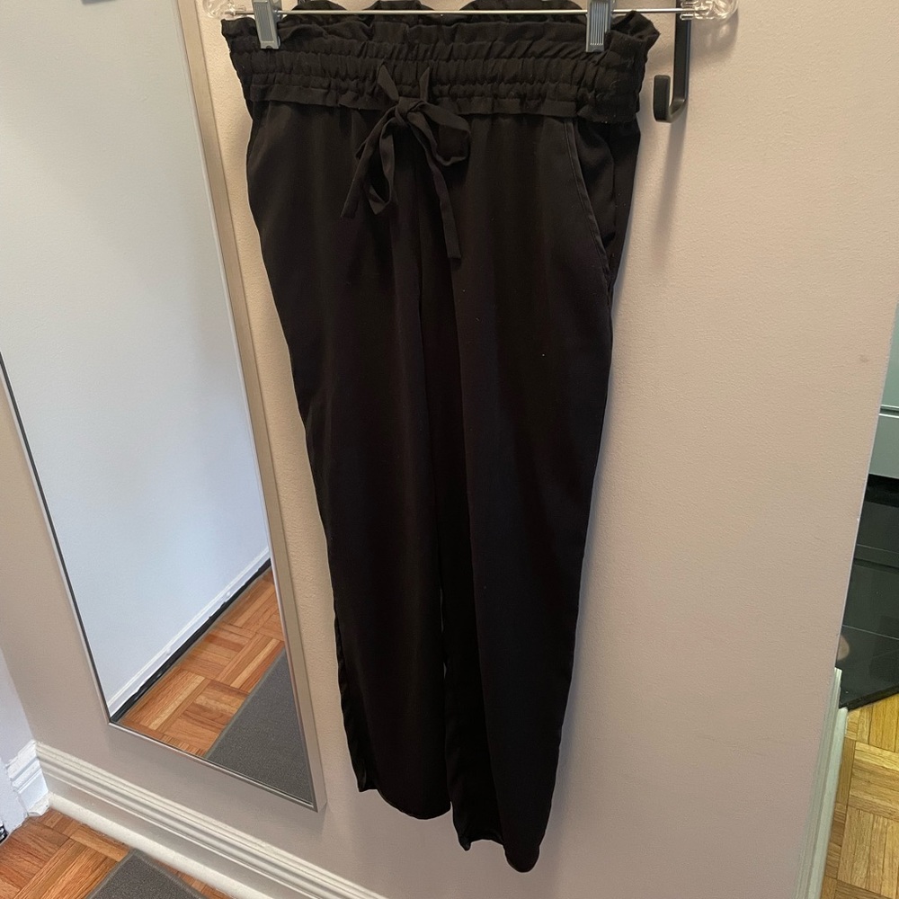 Black Zara ribbon waistband flowy pants